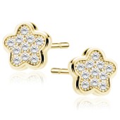 Cercei argint placati cu aur galben floare cu pietre DiAmanti Z0575EG_W-DIA